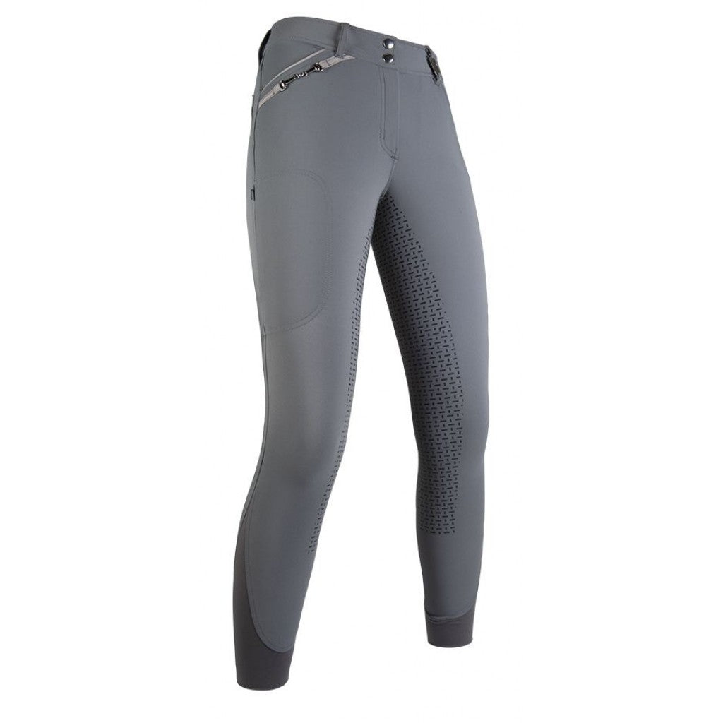 Pantalon d'équitation doublé polaire full grip pour cavalières HKM Topas gris