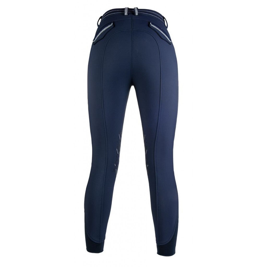 Pantalon d'équitation en softshell doublé polaire pour cavalières HKM Elégance marine arrière