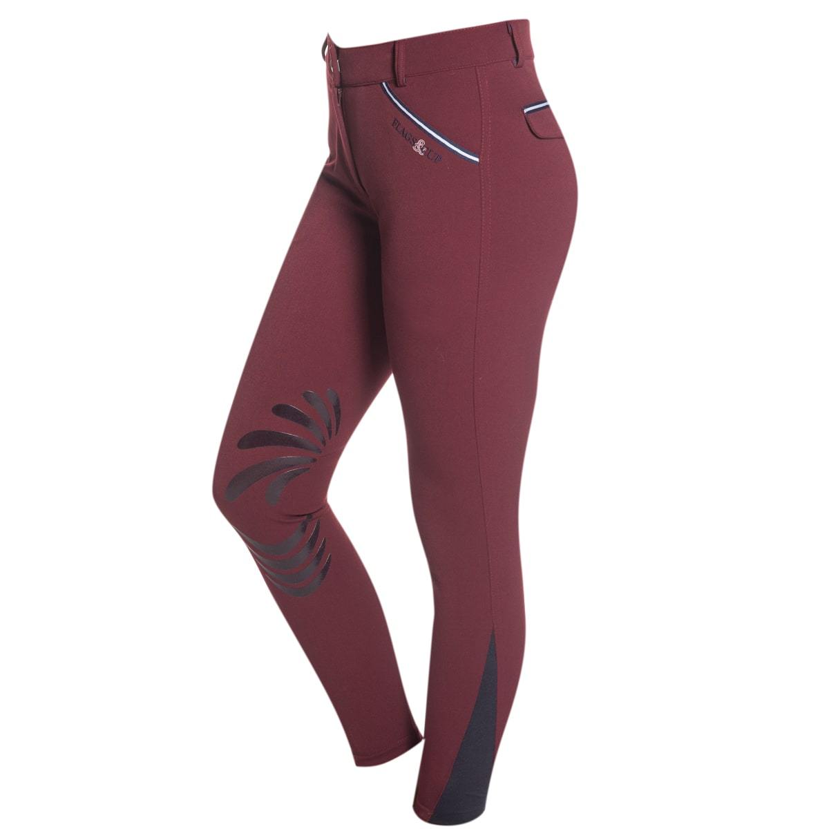 Pantalon d'équitation femme Cayenne bordeaux de profil