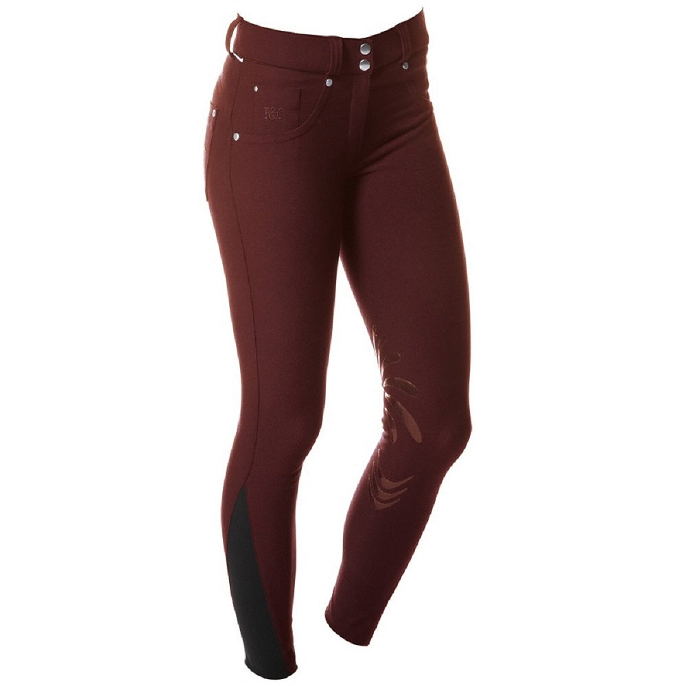 Pantalon d'équitation femme Flags&Cup Push Up bordeaux