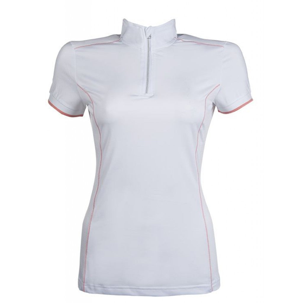 Polo de concours à manches courtes pour cavalières HKM Equilibrio blanc