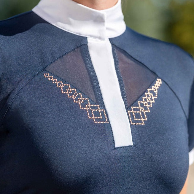 Polo de concours femme du XS au XXL HKM Kayla marine