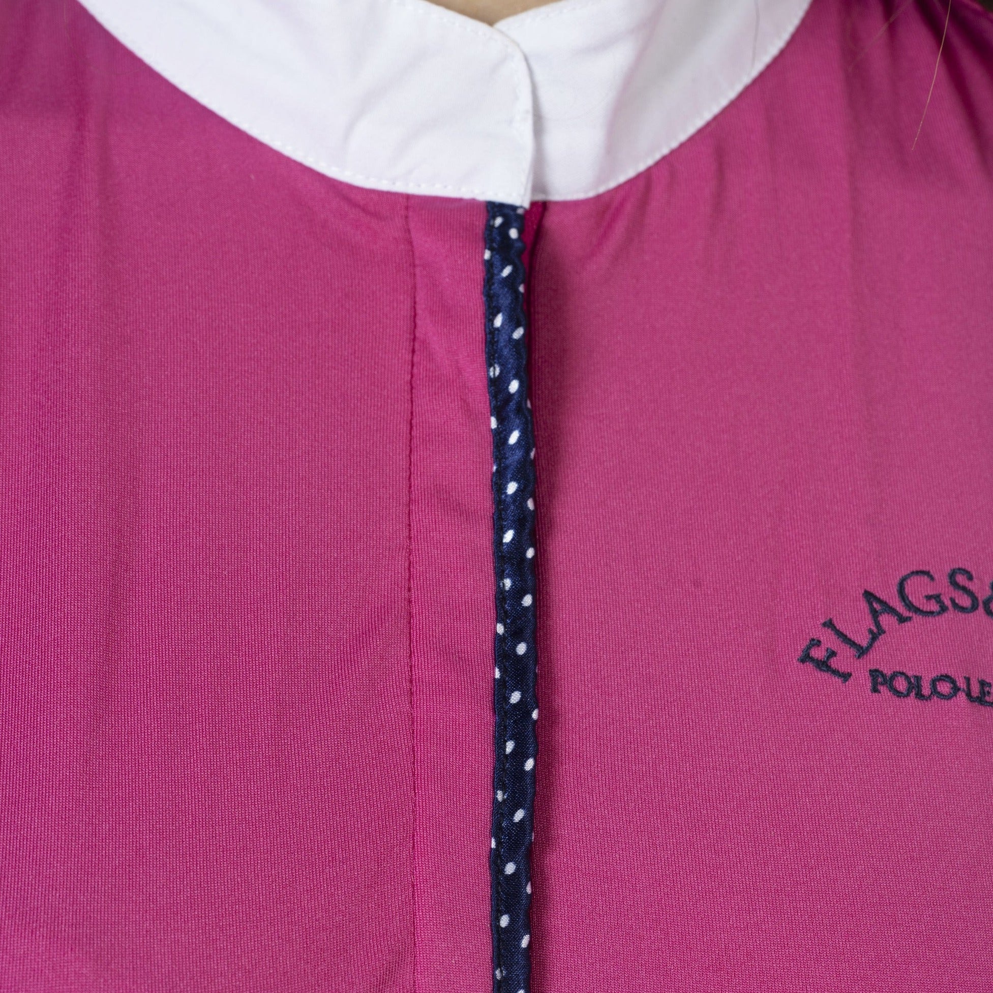 Polo de concours à manches longues pour femmes du XS au XXL Flags and Cup Clorinda fuchsia détail