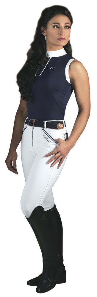 Polo de concours pour cavalières Flags&Cup Candiba sans manches marine