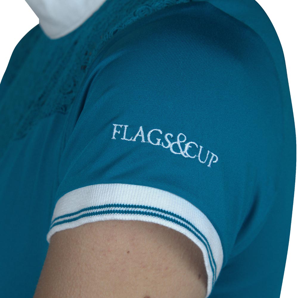 Polo de concours à manches courtes pour cavalières Flags&Cup Cassia détail manche