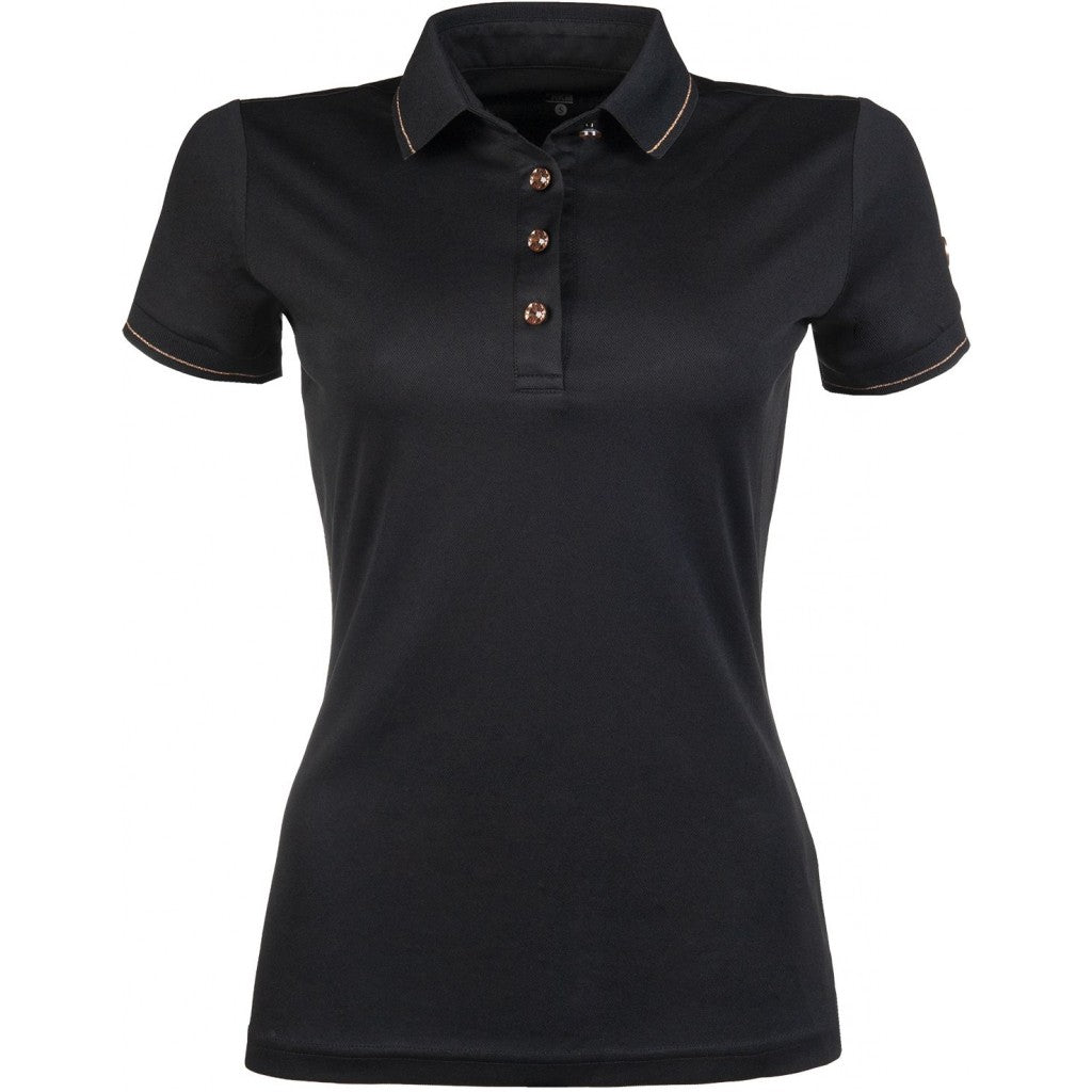 Polo à manches courtes pour cavalière HKM Glamour noir