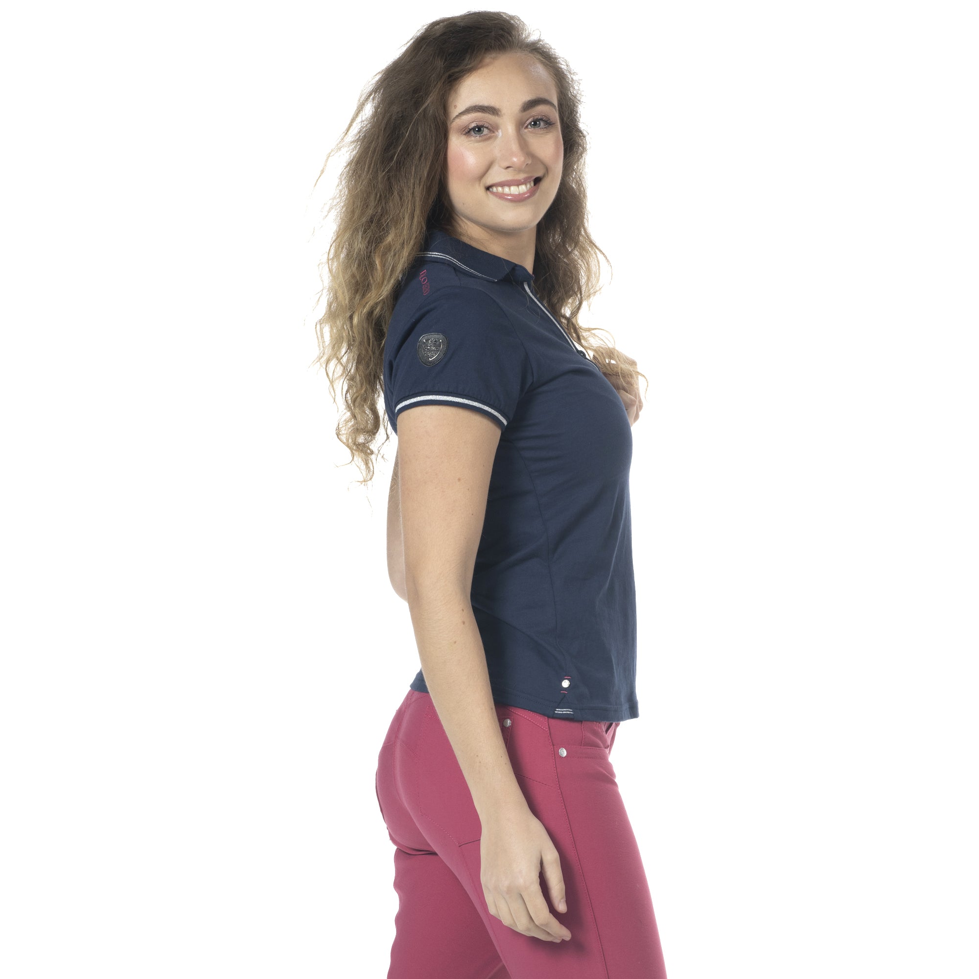 Polo à manches courtes pour femmes du XXS au XXL Flags and Cup Rosa marine