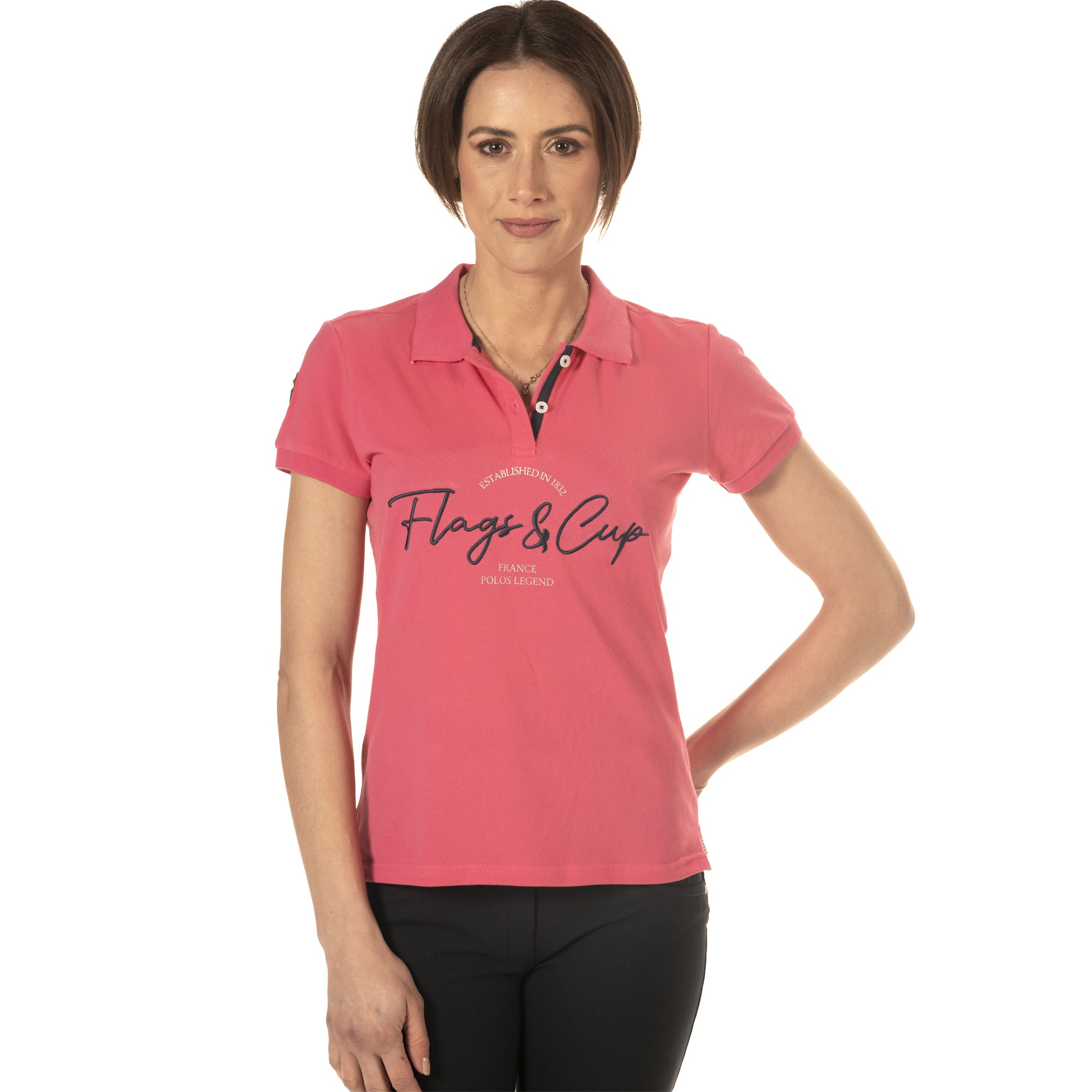 Polo à manches courtes pour femmes du XS au XXL Flags and Cup Salta rose