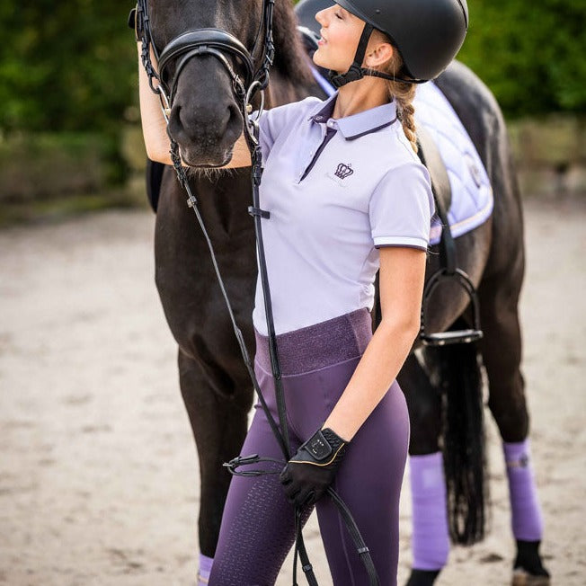 Legging d'équitation pour femme du 32 au 46 HKM Lavender Bay full grip violet