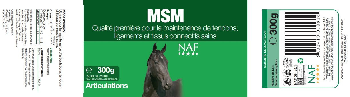 Etiquette du produit Naf MSM