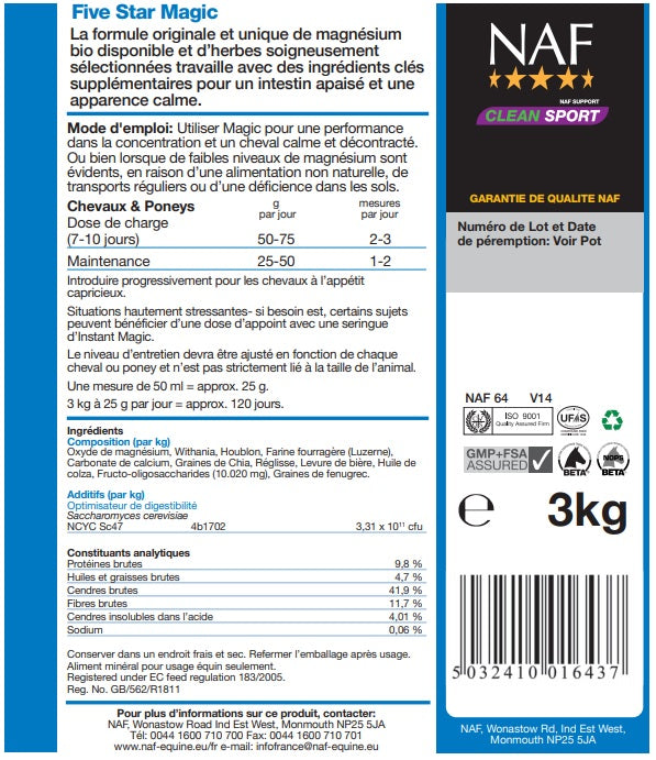 Etiquette du produit Naf Magic poudre