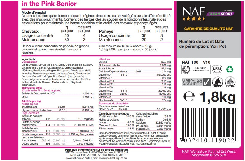 Etiquette du produit Naf In The Pink Senior