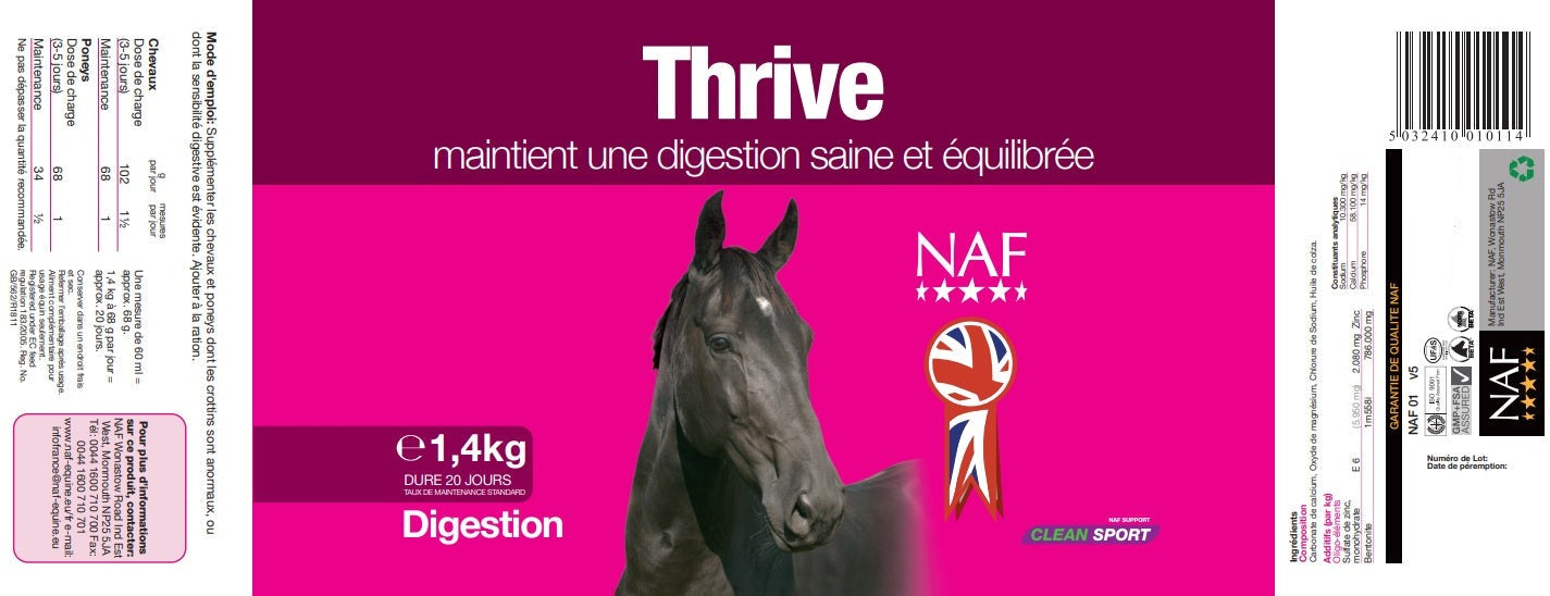Etiquette du produit Naf Thrive