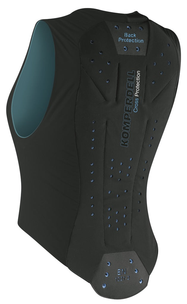 Protection dorsale pour les cavalières Komperdell noir et bleu de dos