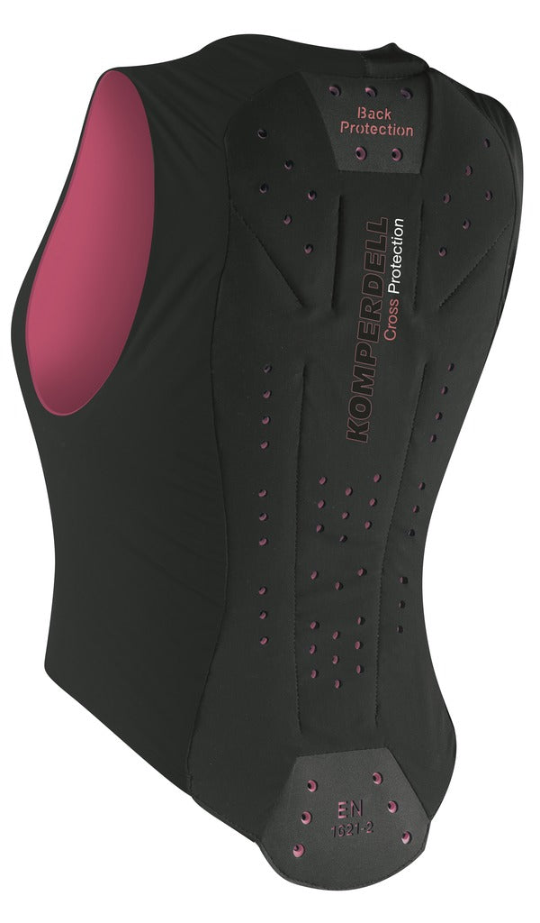 Protection dorsale pour les cavalières Komperdell noir et fuchsia de dos