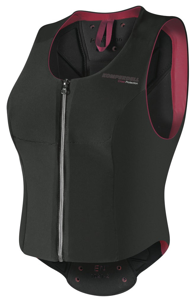 Protection dorsale pour les cavalières Komperdell noir et fuchsia de face