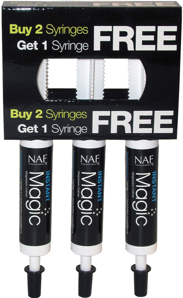 Lot de 3 seringues de soin calmant pour poneys et chevaux Naf Magic