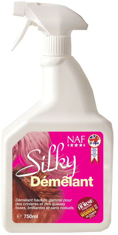 Spray démêlant pour les crins des poneys et chevaux Naf Silky