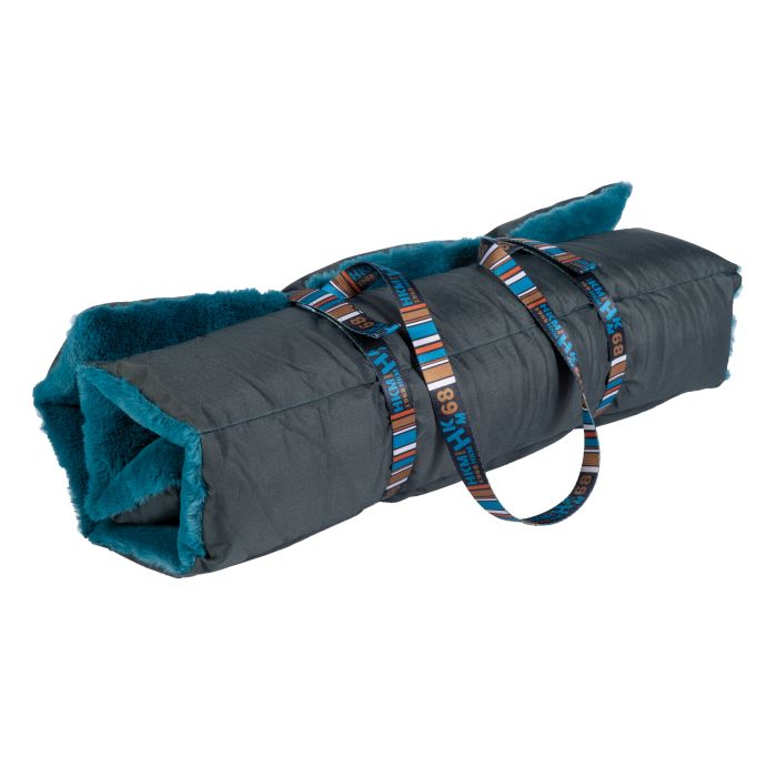 Tapis de voyage en polaire pour chiens HKM Anam Cara Travel marine et bleu pétrole