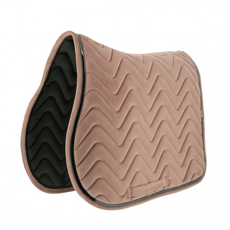 Tapis de selle en velours léger pour poneys et chevaux Equithème glossy vieux rose