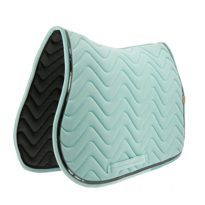 Tapis de selle en velours léger pour poneys et chevaux Equithème glossy vert menthe