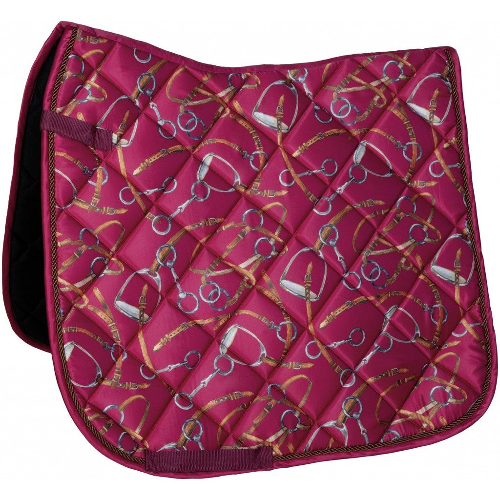 Tapis de selle poneys et chevaux HKM Allure modèle CSO ou dressage fuchsia