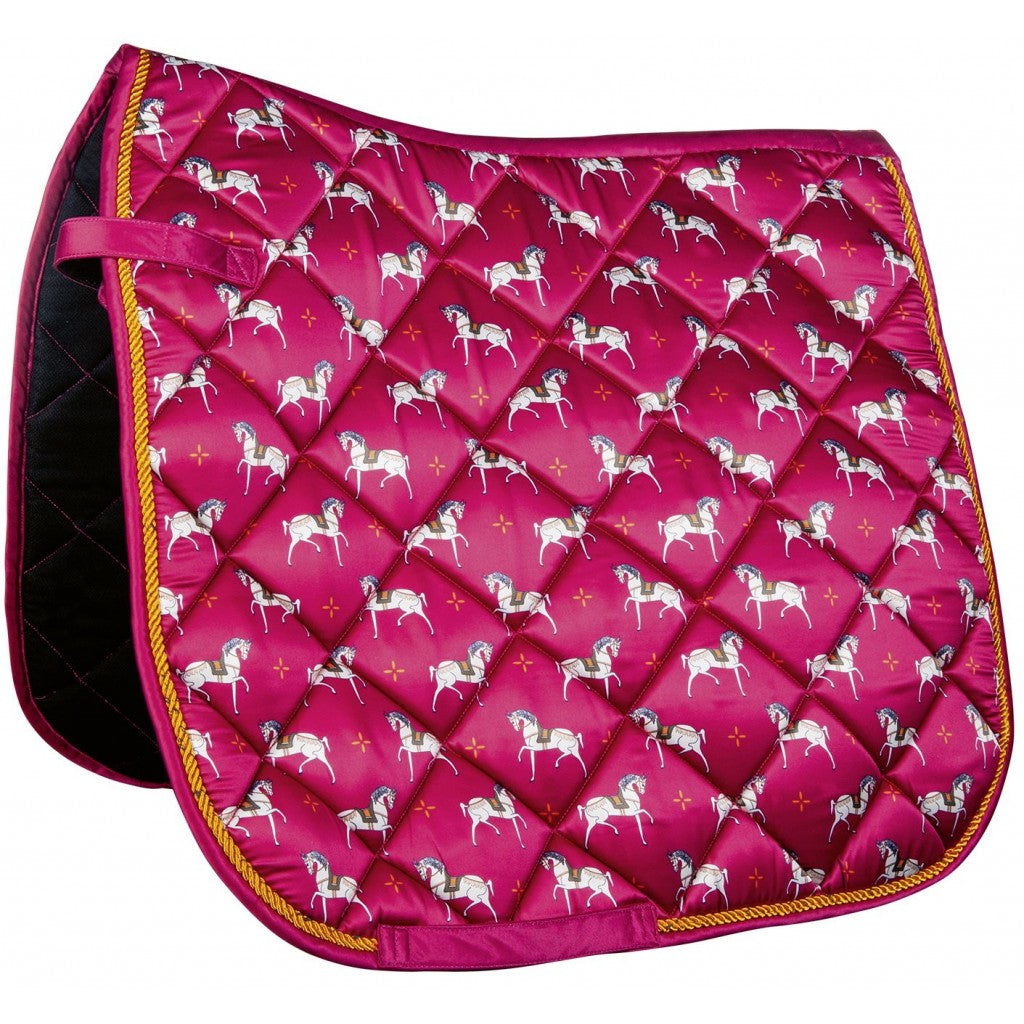 Tapis de selle pour poneys et chevaux HKM Allure Horses modèle CSO ou dressage fuchsia