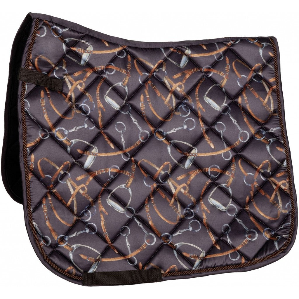 Tapis de selle poneys et chevaux HKM Allure modèle CSO ou dressage marron
