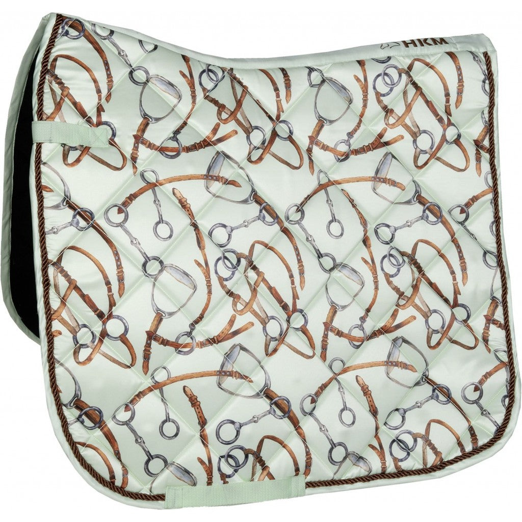 Tapis de selle poneys et chevaux HKM Allure modèle CSO ou dressage menthe
