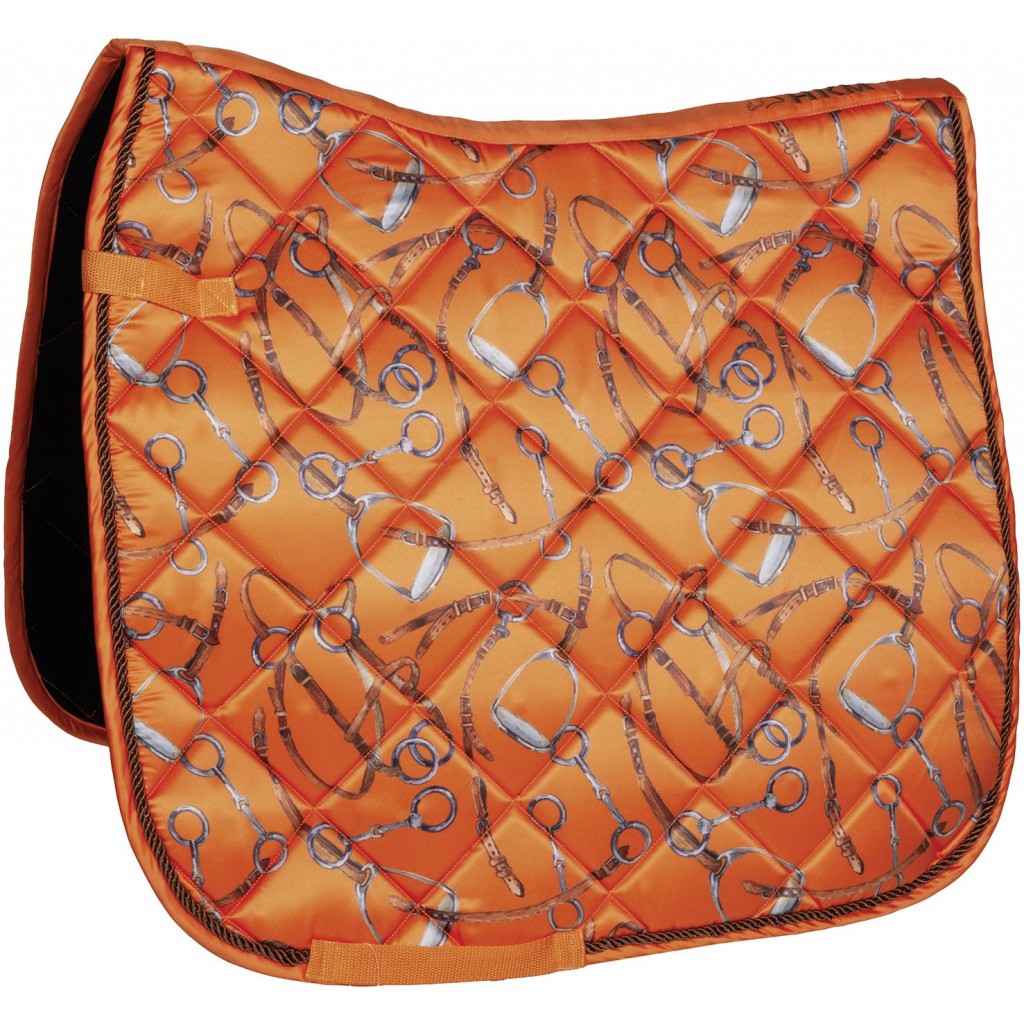 Tapis de selle poneys et chevaux HKM Allure modèle CSO ou dressage orange
