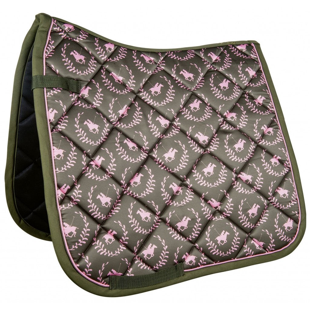 Tapis de selle pour poneys et chevaux HKM Classic Polo Allround kaki modèle dressage