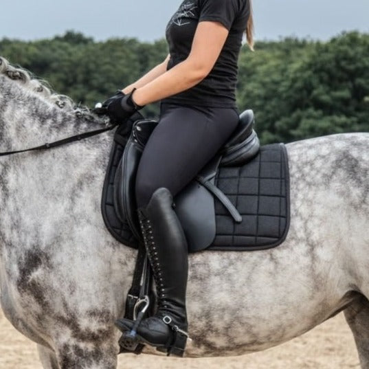 Tapis de selle pour poneys et chevaux HKM Glitter Mesh noir
