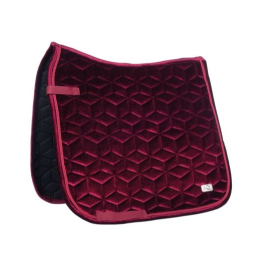 Tapis de selle pour poneys et chevaux CSO ou dressage HKM Mellow Velvet rouge cerise