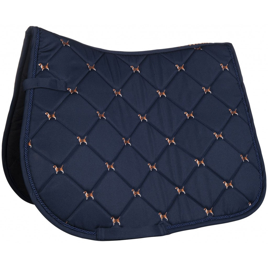 Tapis de selle pour poneys et chevaux HKM Beagle bleu