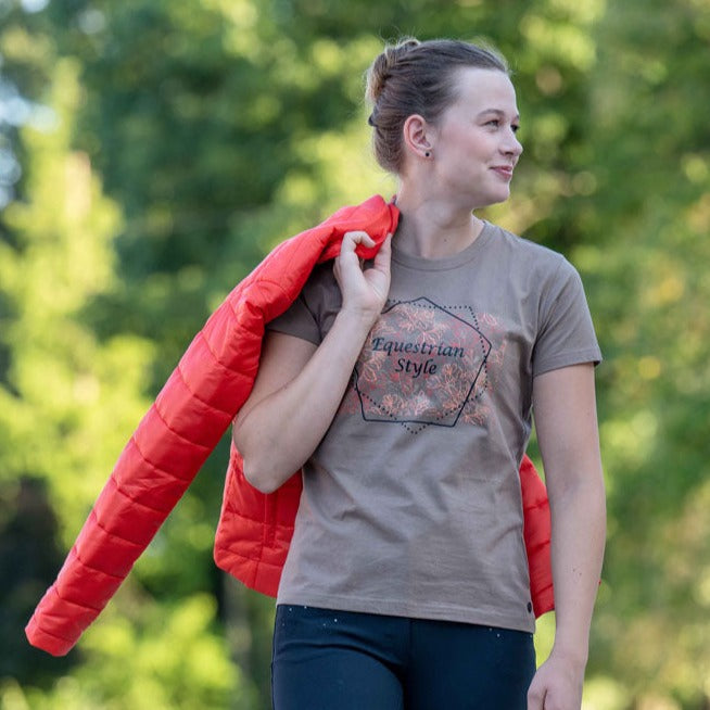 Tee-shirt manches courtes pour femme du XS au XXL HKM Savona taupe