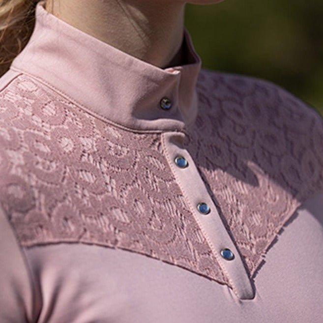 Tee-shirt technique à manches longues pour cavalières du XS au XXL HKM Berry rose détail haut de poitrine