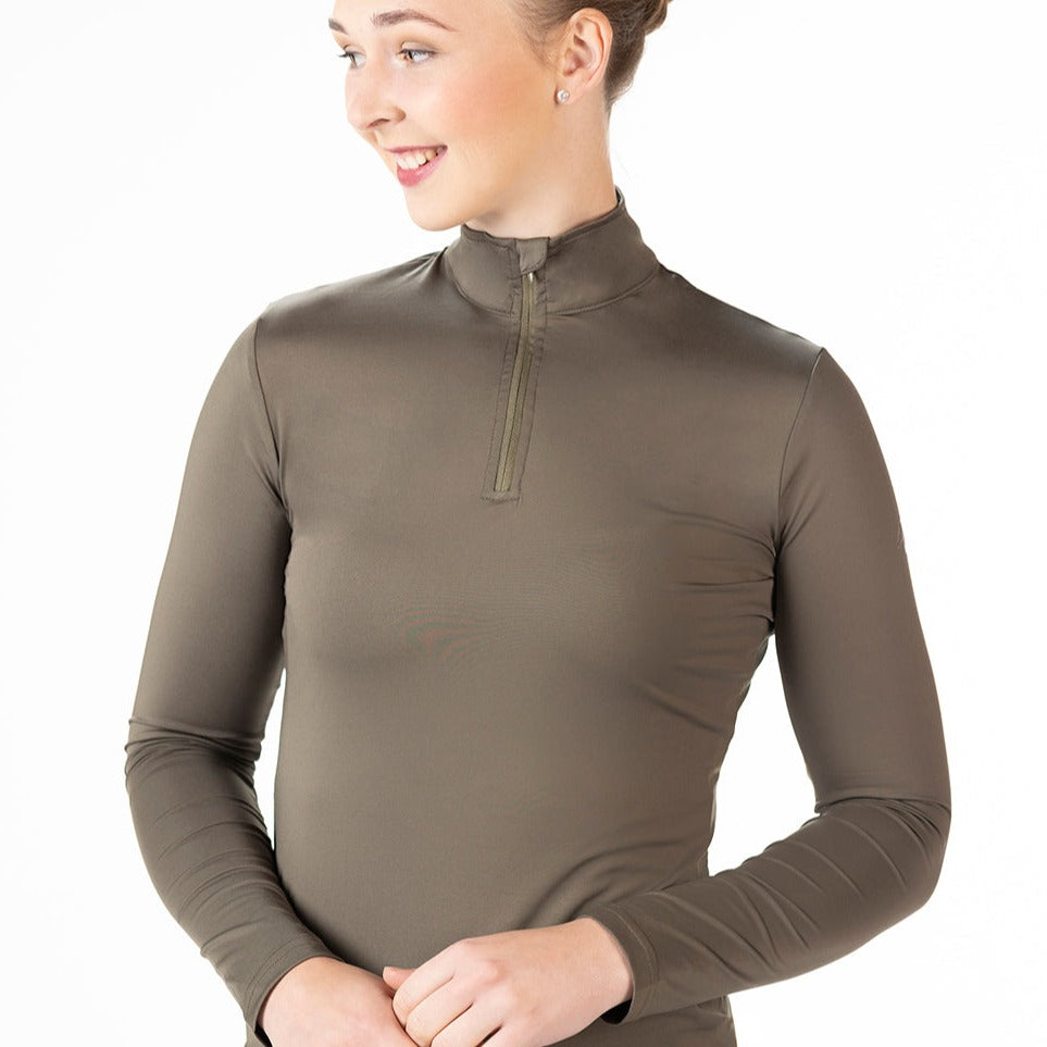 Tee-shirt technique à manches longues pour cavalières HKM Milano olive