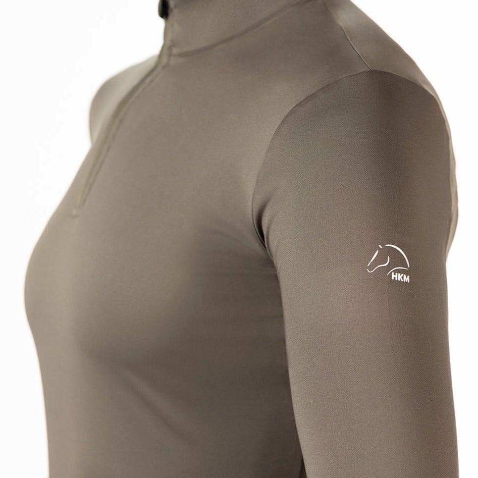 Tee-shirt technique à manches longues pour cavalières HKM Milano olive détail