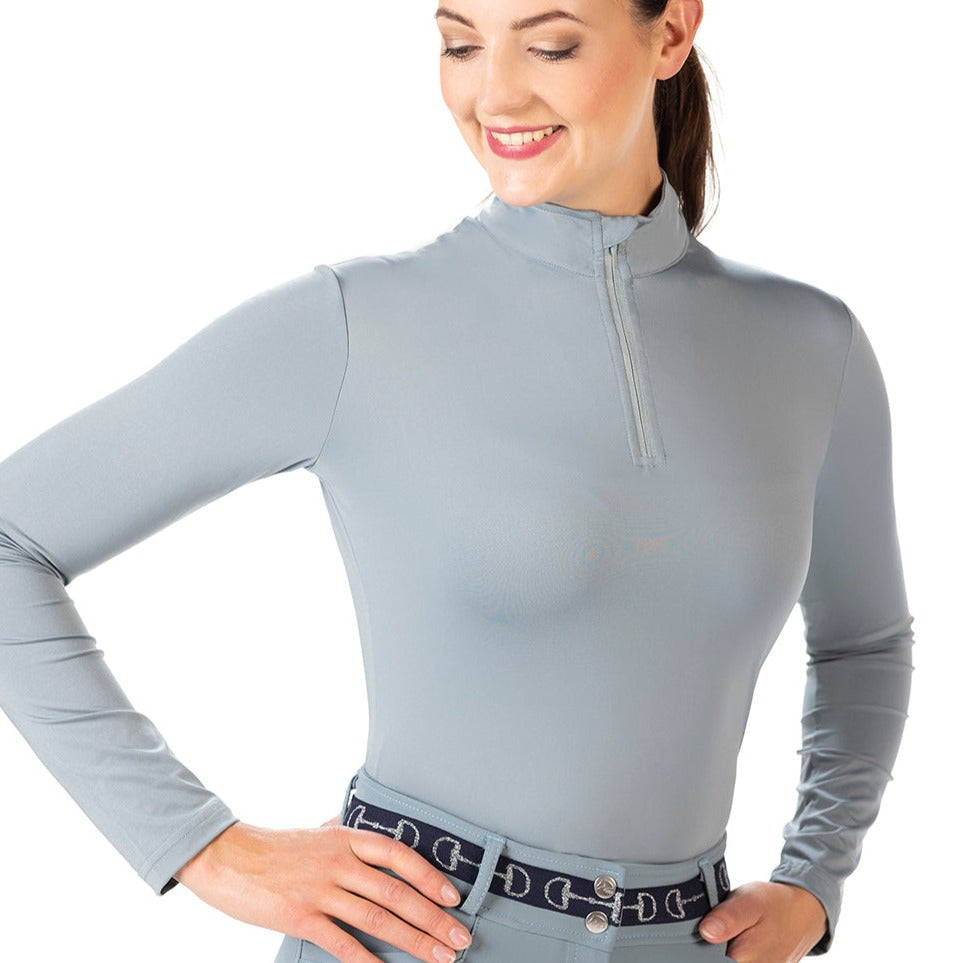 Tee-shirt technique à manches longues pour cavalières HKM Milano vert sauge
