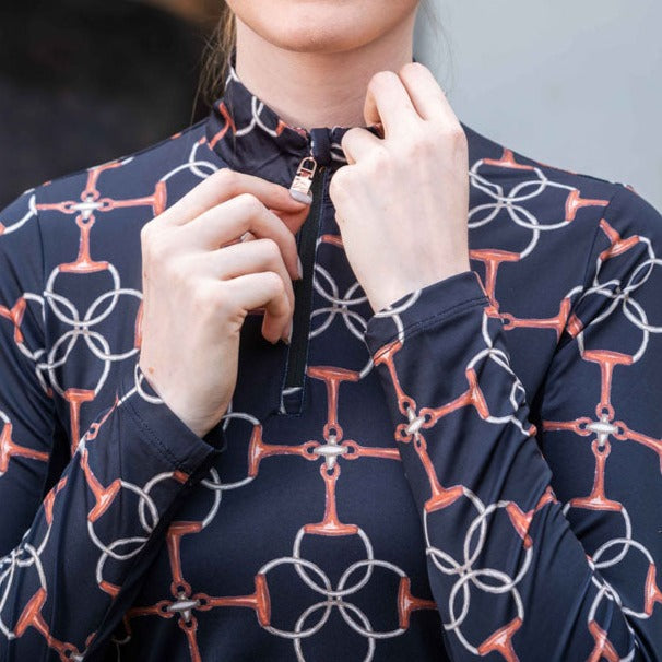 Tee-shirt technique manches longues pour femme du XS au XXL HKM Edinburgh noir