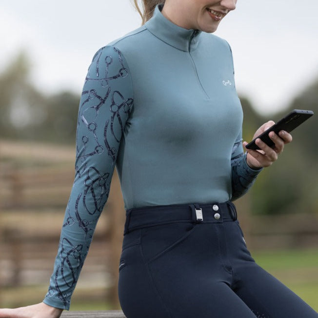 Tee-shirt technique à manches longues pour femmes du XS au XXL HKM Monaco sauge