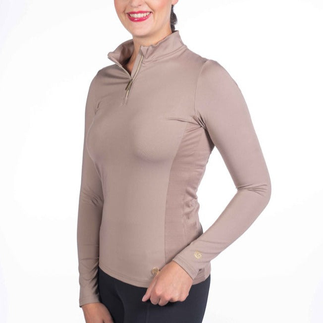 Tee-shirt technique à manches longues pour femme du XS au XXL HKM Lavender Bay café