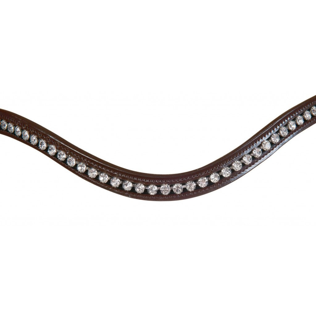 Frontal du bridon avec muserolle pull-back pour poneys et chevaux HKM Anatomic Crystal marron
