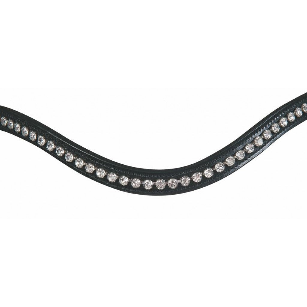 Frontal du bridon avec muserolle pull-back pour poneys et chevaux HKM Anatomic Crystal noir