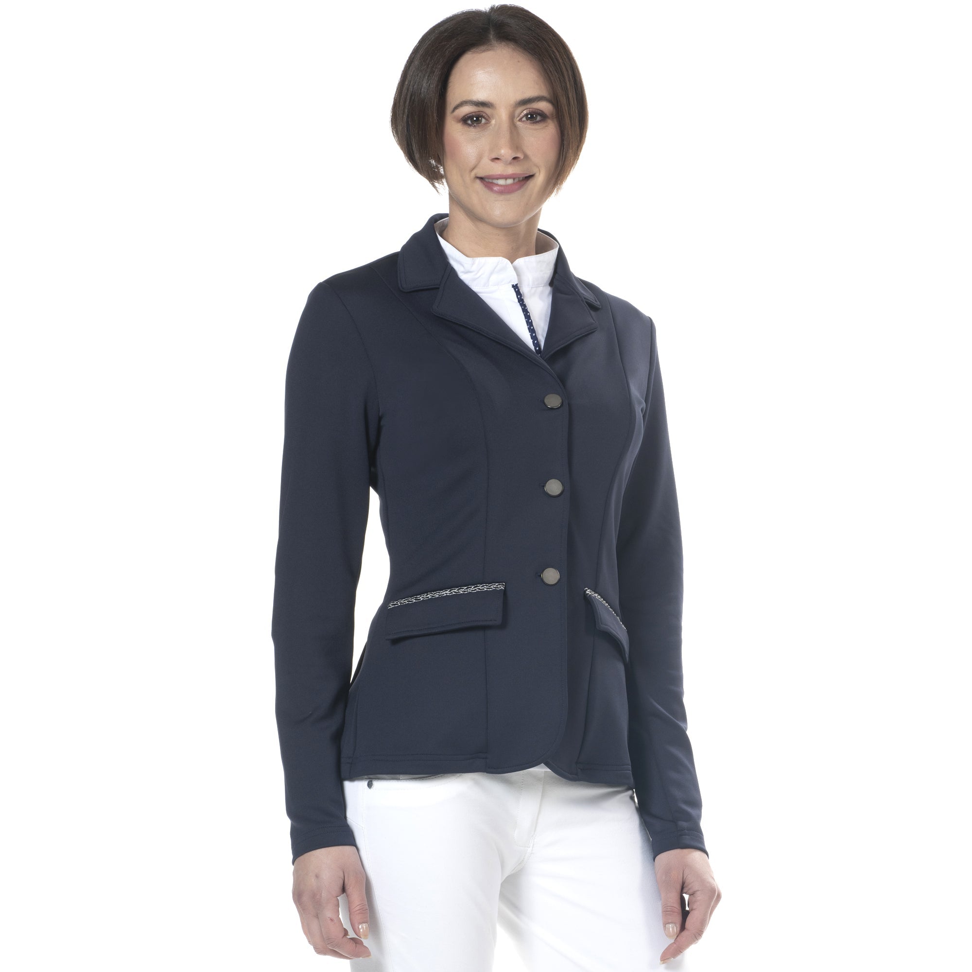 Veste de concours pour femmes du 34 au 44 Flags and Cup Paloma marine et galon argent