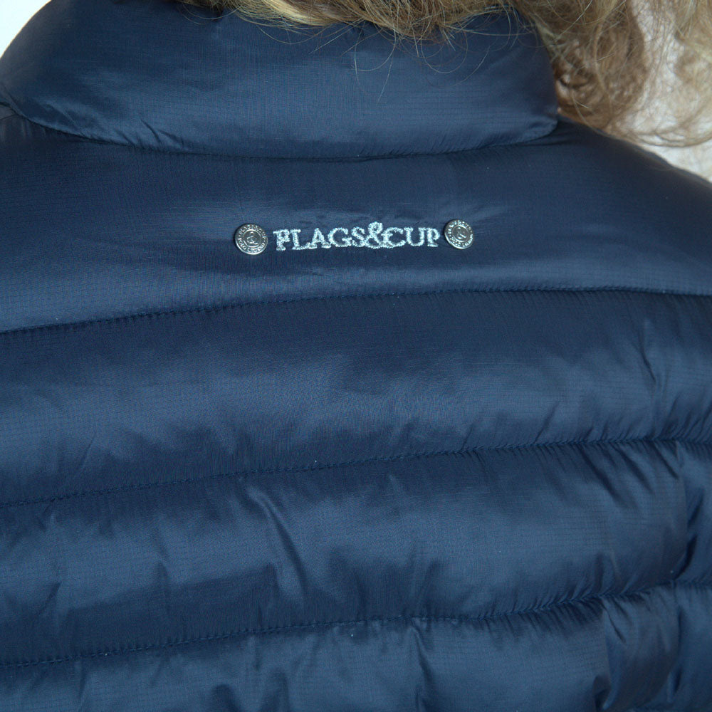 Veste matelassée légère pour cavalières Flags&Cup Galena marine détail broderie nuque