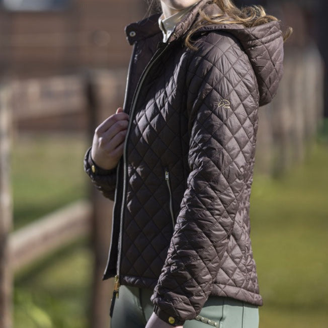 Veste matelassée légère avec capuche pour femme du XS au XXL HKM Stella marron