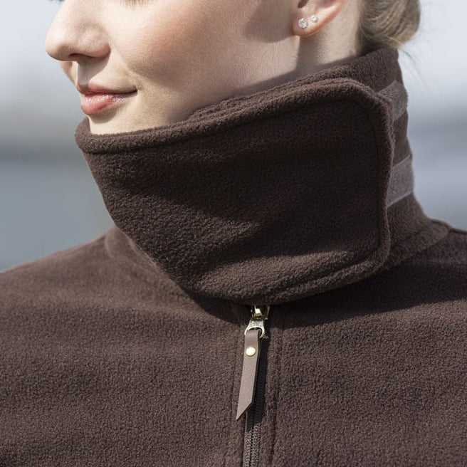 Veste polaire pour femmes du XS au XXL HKM Basil marron détail col