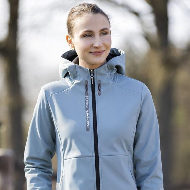 Veste softshell avec capuche intégrée pour cavalières HKM Performance bleu acier