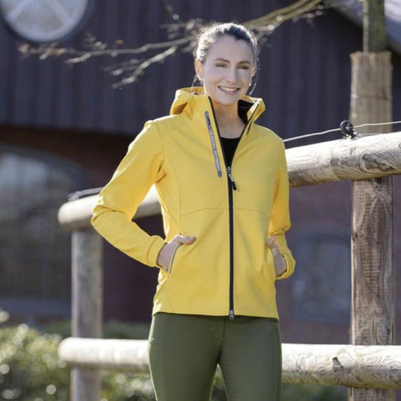 Veste softshell avec capuche intégrée pour cavalières HKM Performance jaune